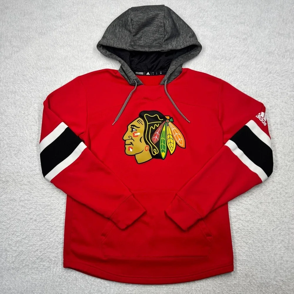 Chicago Blackhawks NHL Hoodie Sweater Jersey Style Red by‎ Adidas Men's Size S